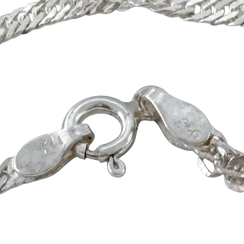 Vintage Italy Sterling Silver 925 Singapore Chain Necklace 17.5